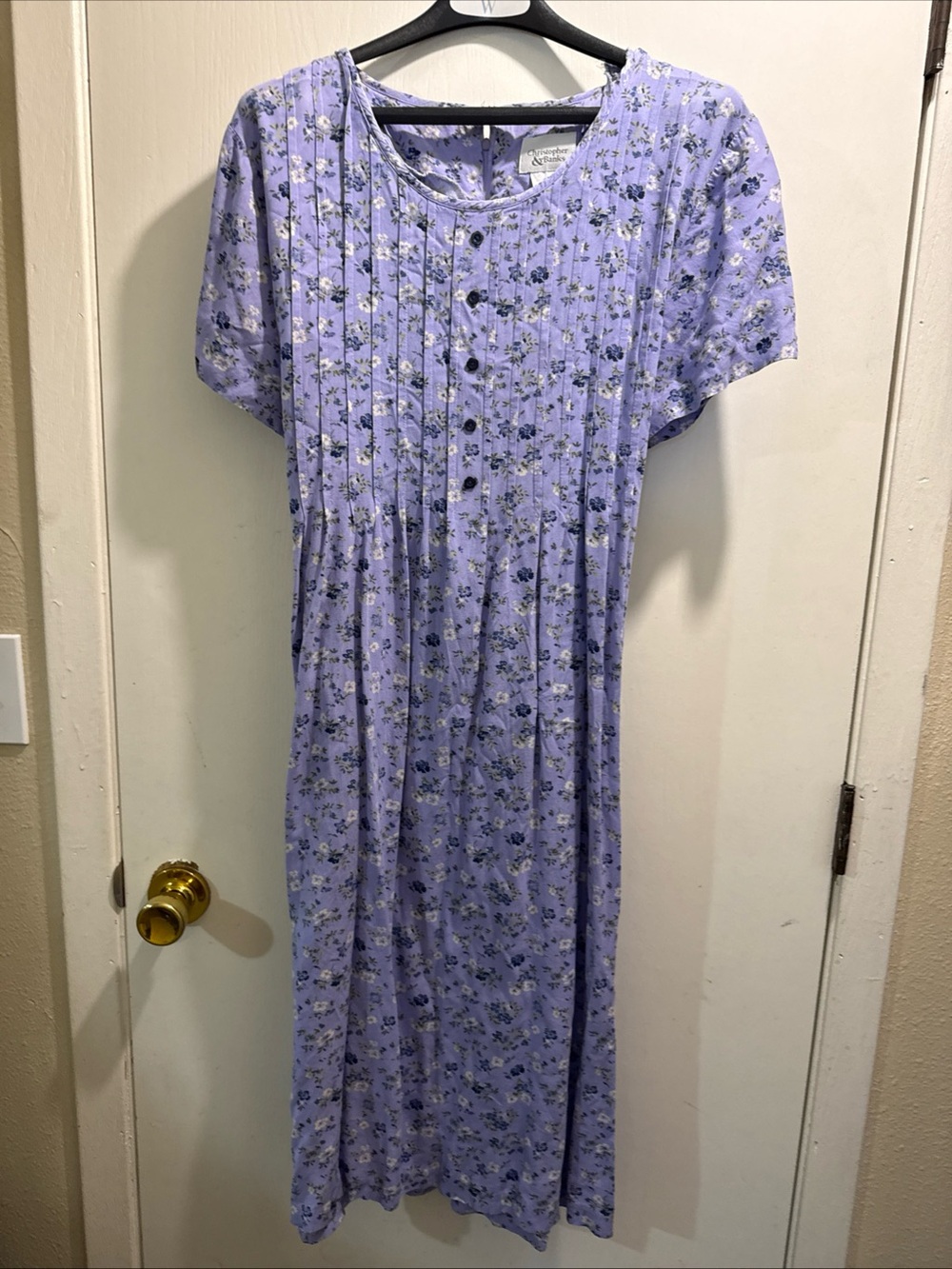 Christopher & Banks Lavender Floral Button-Front Midi Dress
